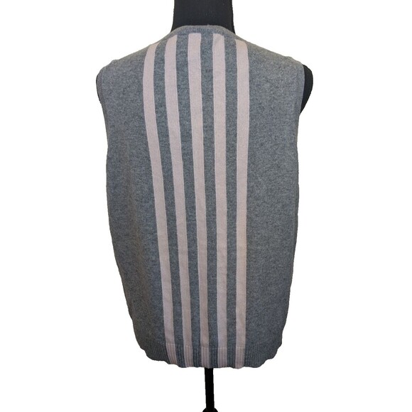 J. Crew Collection Women Sweater Top Italian Cashmere Gray Striped Crew Neck XL - Picture 2 of 8